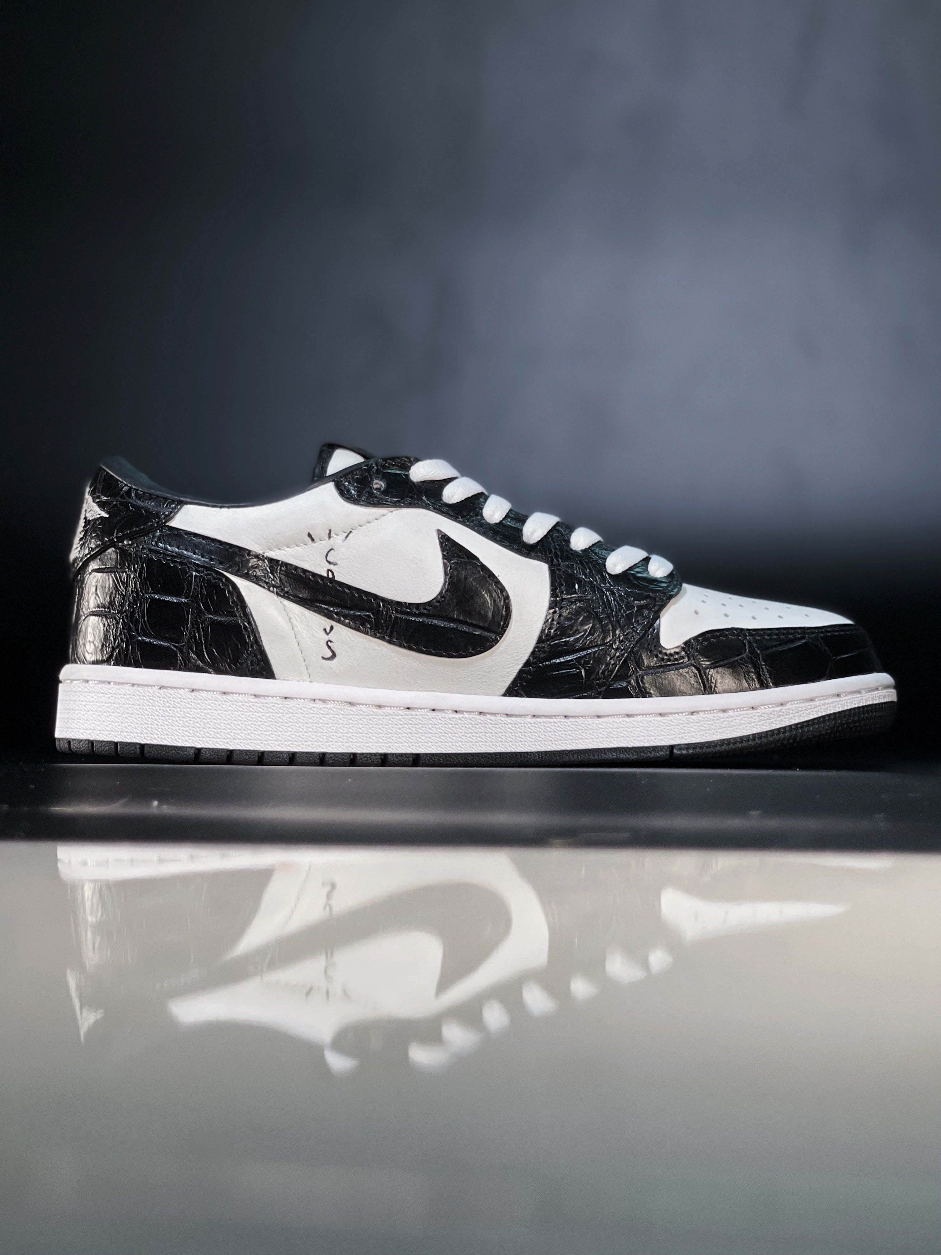 Air Jordan 1 Travis Scott Prestige Panda | Custom Crocodile Leather  Sneakers – KICKXOTIC