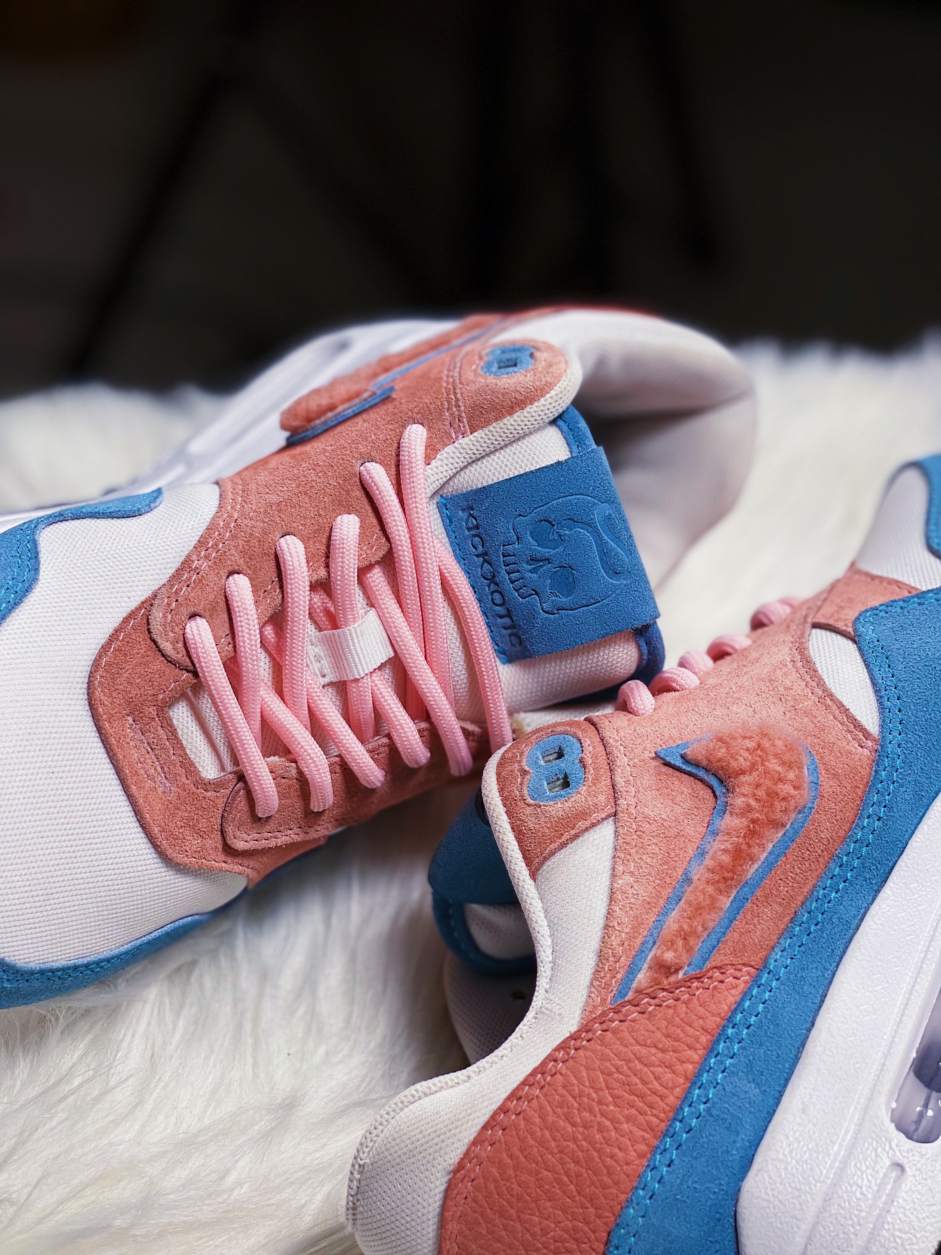 Nike Air Max 1 Cotton Candy Custom Italian Suede Sheep Fur Sneakers KICKXOTIC